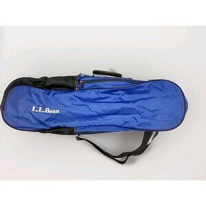 LL Bean Travel Bag Snowshoe 10x33” Blue Black Side Zip Carry Case Only